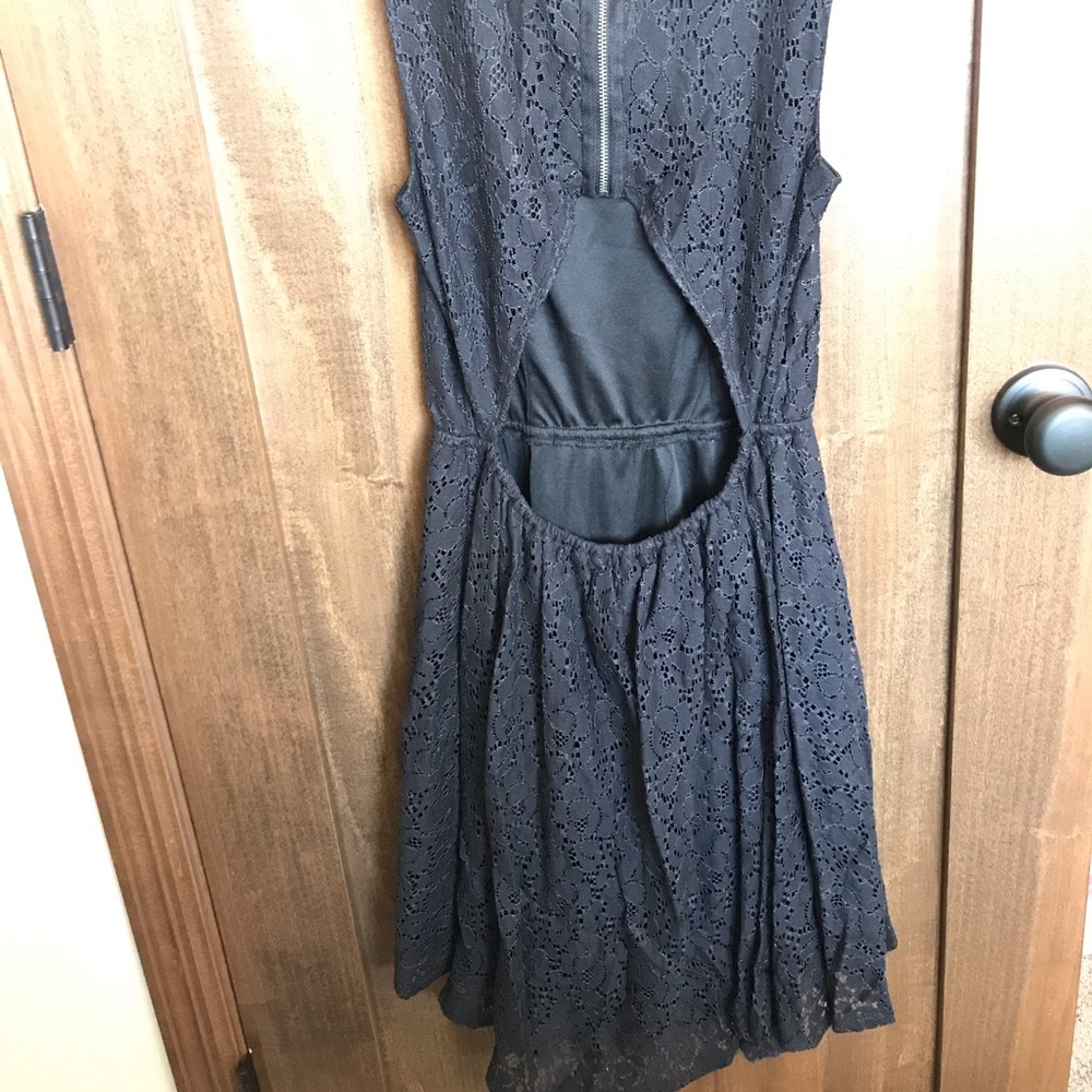 Black lace open back dress